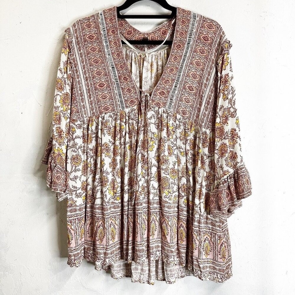 Free People Moonlight Dance Tunic Top Blouse Flowy Boho Womens Small